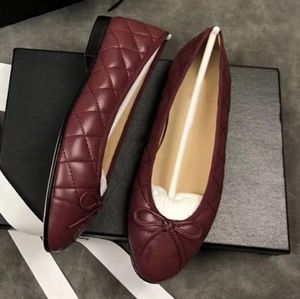 New burgundy red quilted leather flats ballerinas 9